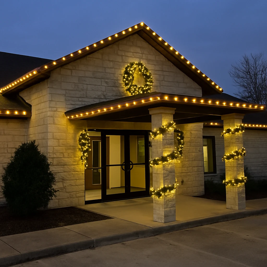 Commercial Christmas light installation